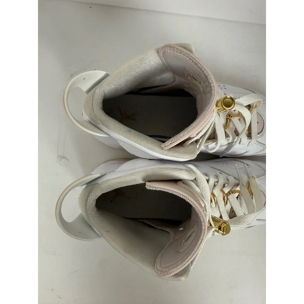 Nike Air Jordan 6 Retro Gold Hoops Women Size 8.5 White Pink Leather DH9696-100